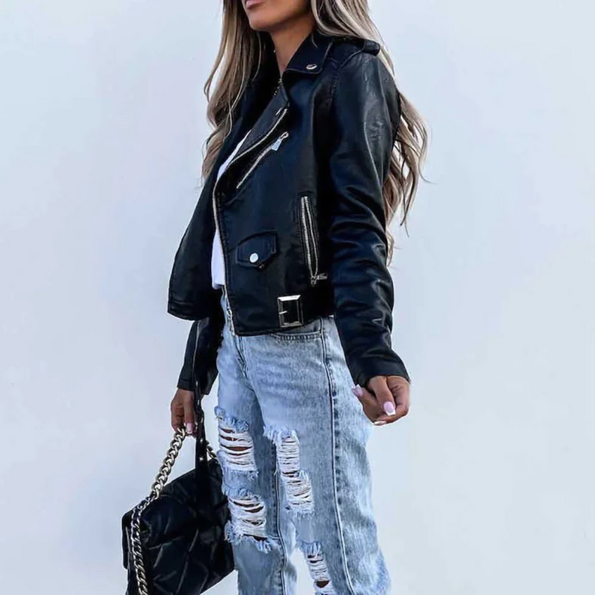 Raya – Faux Leather Biker Jacket