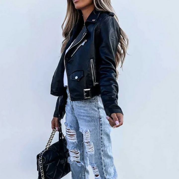 Raya – Faux Leather Biker Jacket
