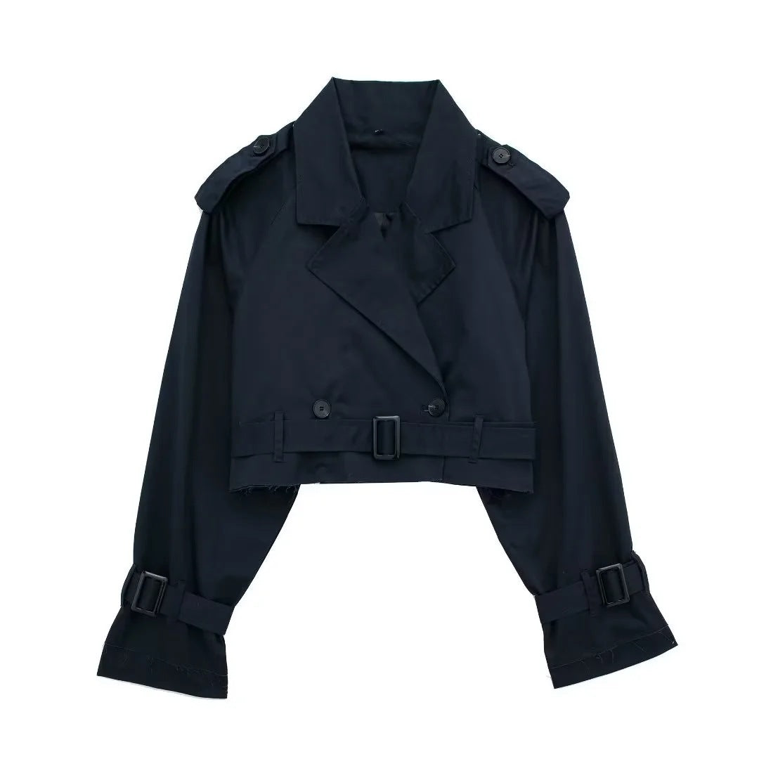 Céleste – Cropped Belted Trench Jacket