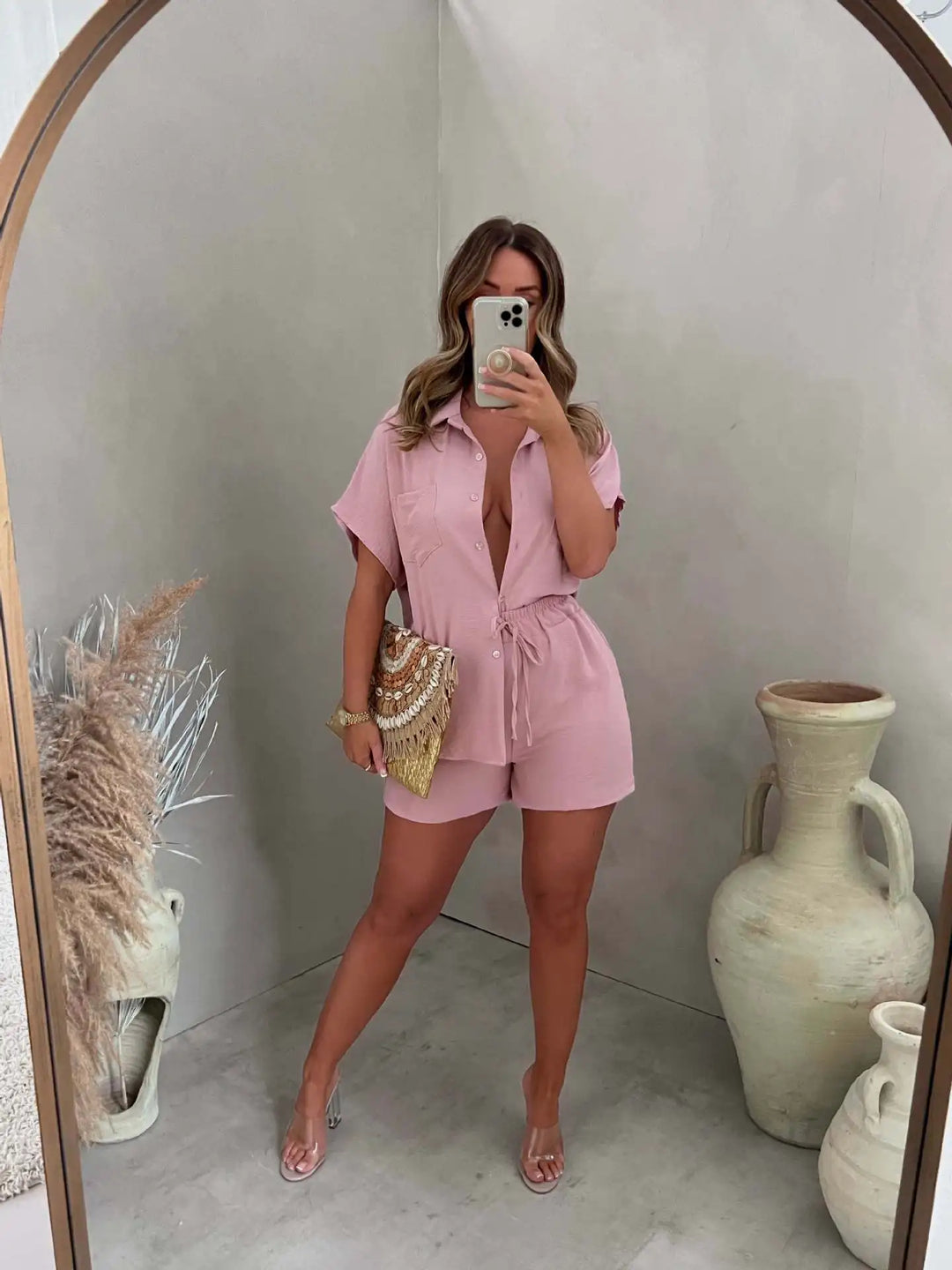 Giona – Summer Co-ord Set with Blouse & Shorts