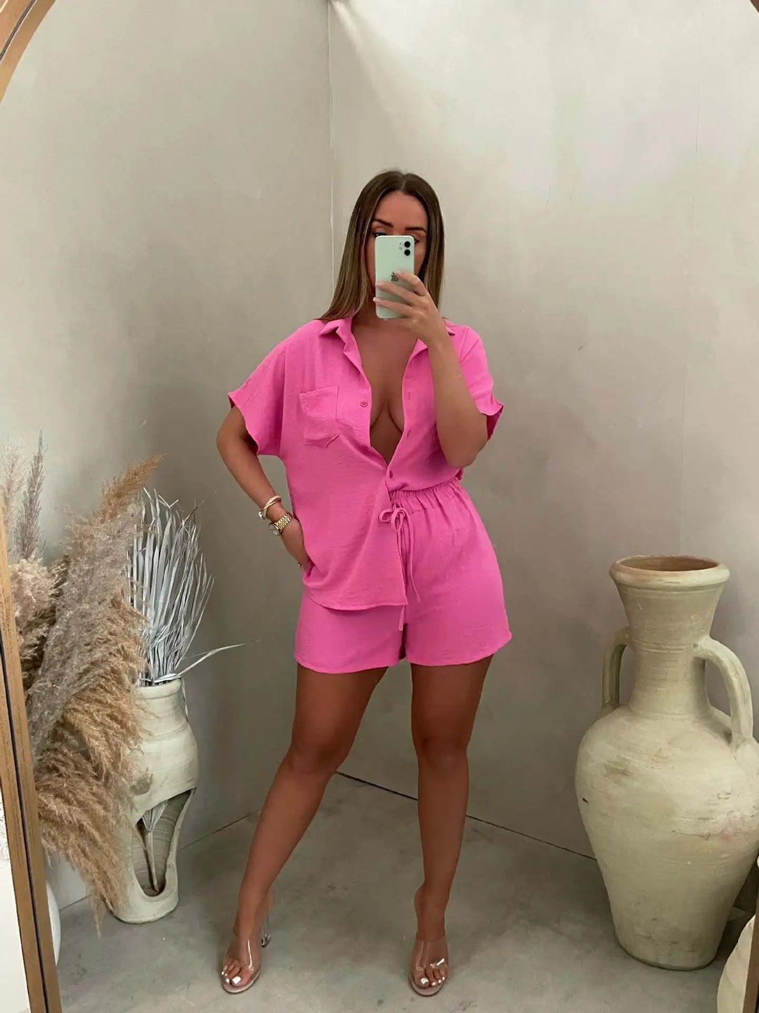 Giona – Summer Co-ord Set with Blouse & Shorts