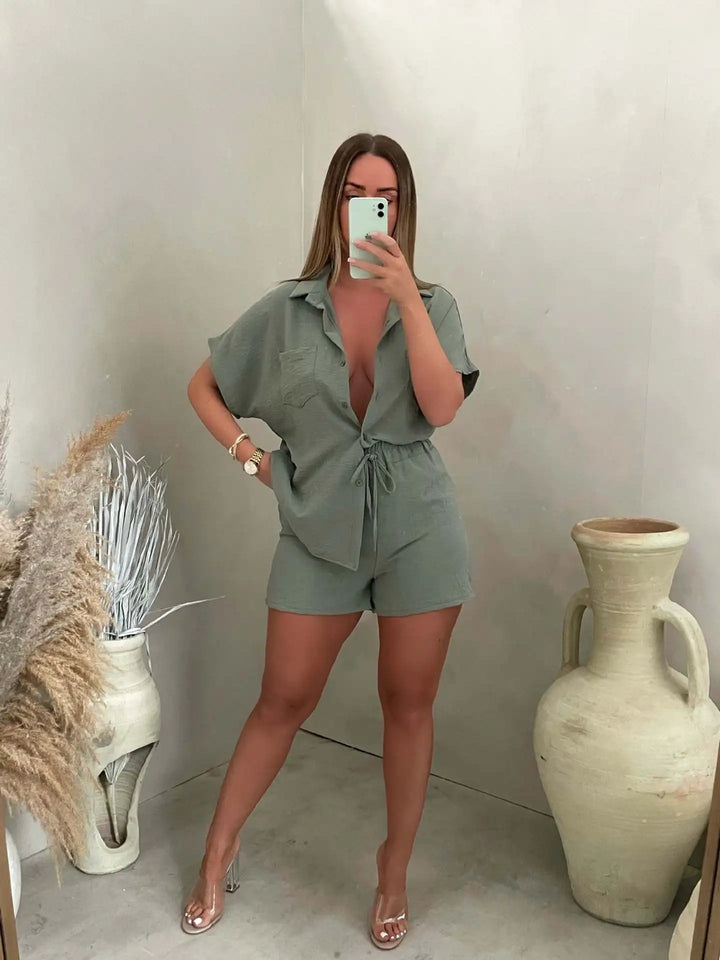 Giona – Summer Co-ord Set with Blouse & Shorts