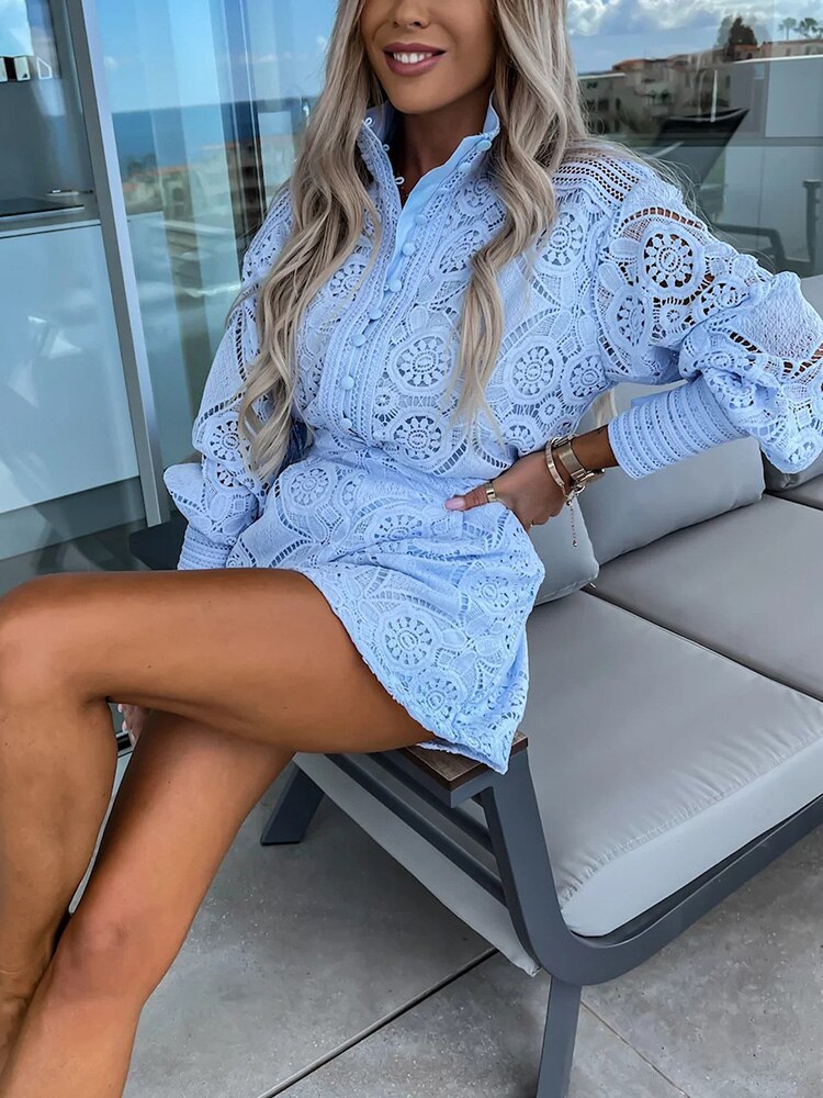 Eléna – Elegant Lace Two-Piece Set with Shirt & Short
