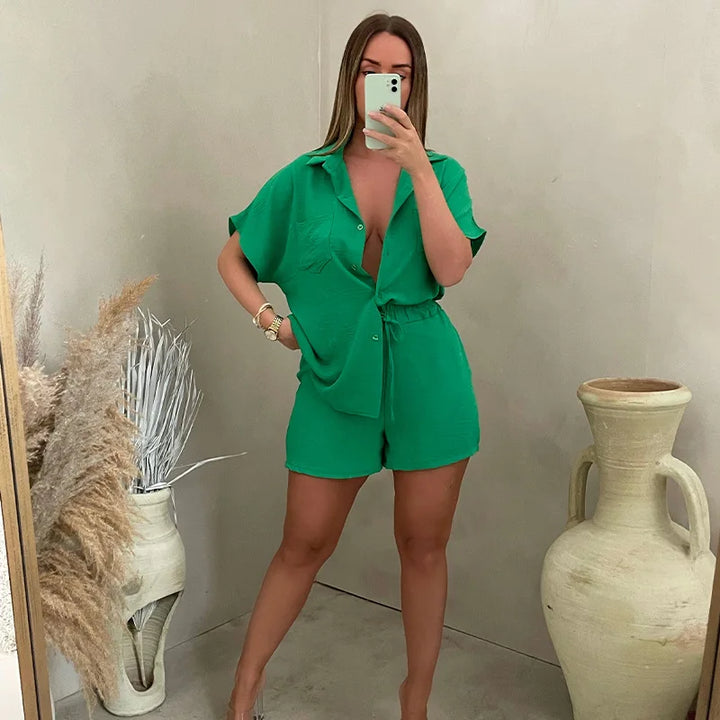 Giona – Summer Co-ord Set with Blouse & Shorts